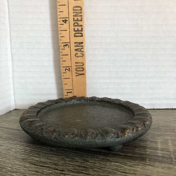 Vtg Heavy Cast Metal Footed Candle Holder - Picture 7 of 9